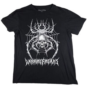 VampireFreaks Shirt Mens Medium Black Goth Grunge Spider Skull Web Graphic Tee